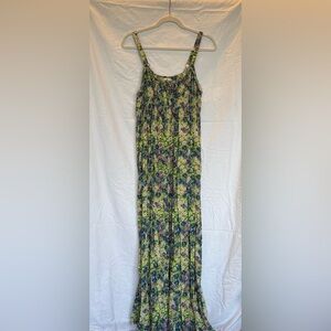 Natural Life strappy Floral Dress with Purple, Green, and blue flowers
